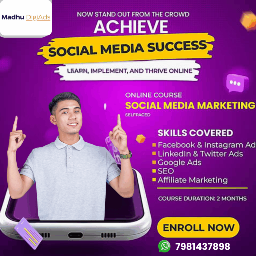 Best Social Media Marketing Course Online in India – Learn Facebook Ads, Instagram Ads, Google Ads, SEO in 2 Months